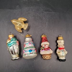 Unique Treasures Glass Sweets Ornaments Lot of 4 Plus Glitter Bird